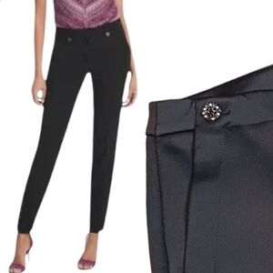WHBM The Slim Ankle Pant Stretch Sateen Crystal Button